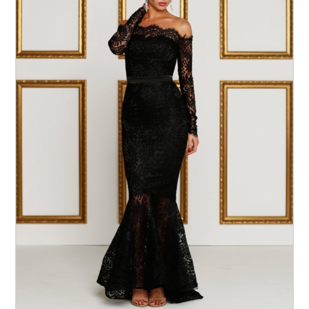Black lace mermaid evening gown (not stretchy)